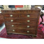 Large Georgian Mahogany Chest of Drawers, 2 short drawers over 3 long drawers (all oak lined),