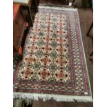 Handwoven Super Fine Pakistan Rug, cream ground, with a unique all over design, 1.73m x 1.00m