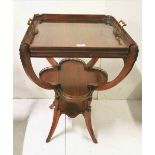 Edw. Mahogany Occasional/Serving Table, the glass tray top (removable) above a bow-shaped