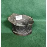 Small Asian Bronze Pan, impressed borders, with spout Handle, 18cmW x 12cmH