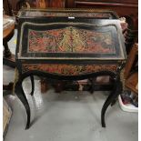 Late 19thC Boulle Bureau/Writing Desk, inlaid with brass and red tortoiseshell, brass gallery (brass