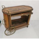 Two x 1960's drinks trolleys - 1 finished in the style of marquetry inlay and