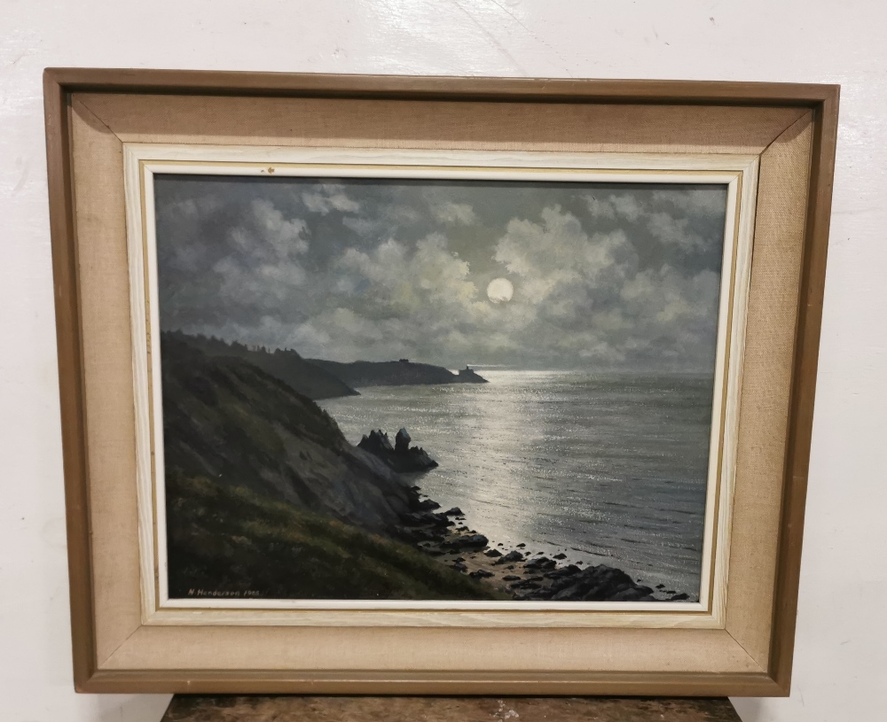 NEVILLE HENDERSON (died 2020), Oil on board – Cliffside and Sea View 35cm x 44cm, signed and dated - Bild 2 aus 2