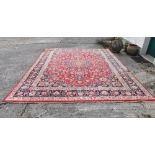 Persian Floor Rug, Red Ground, 4m x 3m (small rectangular hole x to one border), small burn (see