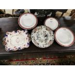 Ironstone Serving Plate stamped “Royal Mail Hotel Limerick”, 3 Arklow Pottery Soup Bowls/Plate,