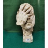 Italian Plaster and Stone Model (possibly 19thC) "Dismay" - Poignant Study of a Man with one hand to