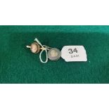 A Cameo mounted Gold Bar Brooch & a Wedgewood Pendant (stamped F & P) (2)