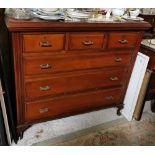 Mahogany Dressing Table with a mirror back 123cmW & a walnut chest of drawers, 120cmW
