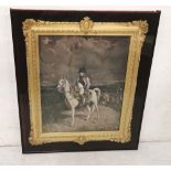 Colour Print, French Mounted Military, after M O Shea 1896, in an ornate gold frame and a larger