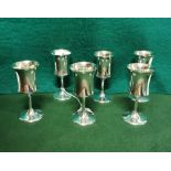 A matching set of 6 London Silver Wine Goblets, each 11.5cmH, 5cm dia, by A T Cannon Ltd, 1973 (