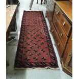 Persian Floor Runner, Bokhara Pattern, red ground, 2.85m x 0.8m