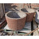 Matching Pair large Circular Concrete Flower Pots, each 72cm Dia (red)