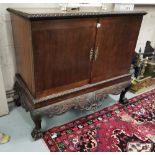 Georgian Mahogany Blanket Chest, with a rope-edged top, above two doors enclosing a shelf, on a