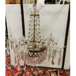 Early 20thC Waterford Cut Crystal Chandelier (electric), Empire Style, with five arms, on a gilt