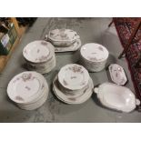 Modern 54 Piece “Limoges B & D France” Dinner Service, pink floral borders, incl. dinner plates, 1