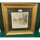 “Snaffles” (Charles Arthur Payne), signed Etching 19cm x 19cm, Hunting Scene “The Hairy Old