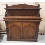 Mahogany Two Door Side Cabinet, 19thC, with a gallery back and raised moulding to each side