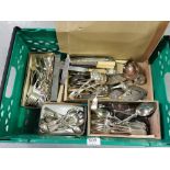 Large box of Various Cutlery – forks, small sauce spoons, bone handled knives etc