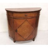 A good quality Satinwood Side Cabinet (a reproduction), the bow-front shaped apron drawer above a