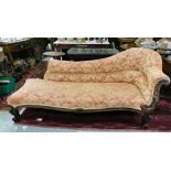Good Victorian Mahogany Framed Chaise Longue, on cabriole legs, a serpentine shaped front and