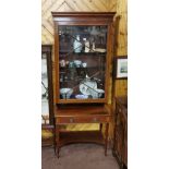 Fine Quality Inlaid Edw. Mahogany Tall Display Cabinet/Bookcase, with a single astragal glazed