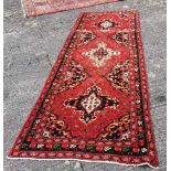 Iranian rich red ground large Runner, medallion design, with a beautiful unique abrash feature, 3.
