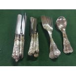 An Elkington & Co Solid Silver Six Place Cutlery Set, Kings Pattern, comprising 6 Table Knives (24cm