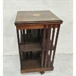 Mahogany Revolving Bookcase, 2 Tier (8 compartments), sunburst inlay to the top, on castors,