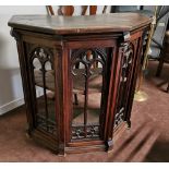 Gothic Style Oak Lectern, crescent shaped, with 2 shelves, 105cmW x 100H x 65cmD
