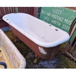 Victorian Cast Iron Bath, with enamel interior, raised on claw feet, 2mw x 0.71mH