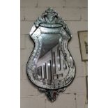 Italian style ornate Mirror (modern), 1.3m H x 0.9mW approx., and another similar smaller 80 x