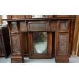 Large carved mahogany Fire Surround, 78”w mantle x 95cmH