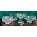 4 Good Cut Glass Bowls/Table Centerpieces (1 Waterford)