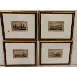 Set of 4 Shooting Prints – Pheasant, Duck, Partridge, each 10 x 16cm, in white mounts, gold