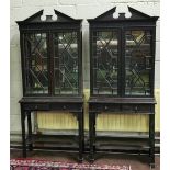 Matching Pair of 19thC Display Cabinets, decorated in the Chinese Chippendale Style, the upper