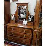 Edwardian Inlaid Mahogany Dressing Table, with a mirror back, gallery drawers, 110W x 165cmH