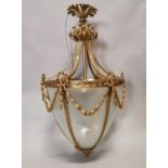 Gilded brass hall lantern.