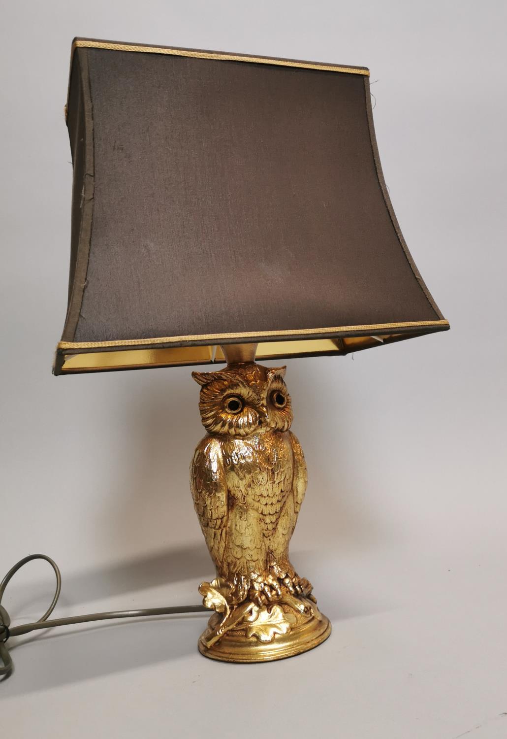 Gilded table lamp in the form of an Owl