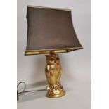 Gilded table lamp in the form of an Owl