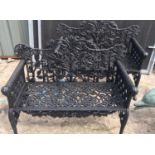 Pair of cast iron garden benches.