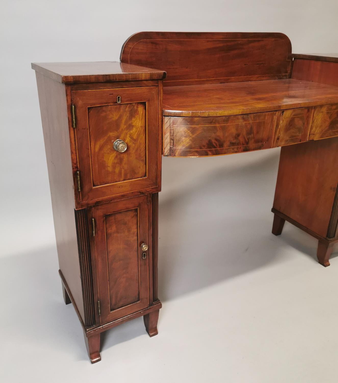 19th C. inlaid mahogany pedestal side board. - Image 2 of 5