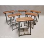 Set of six 1950's school stools.