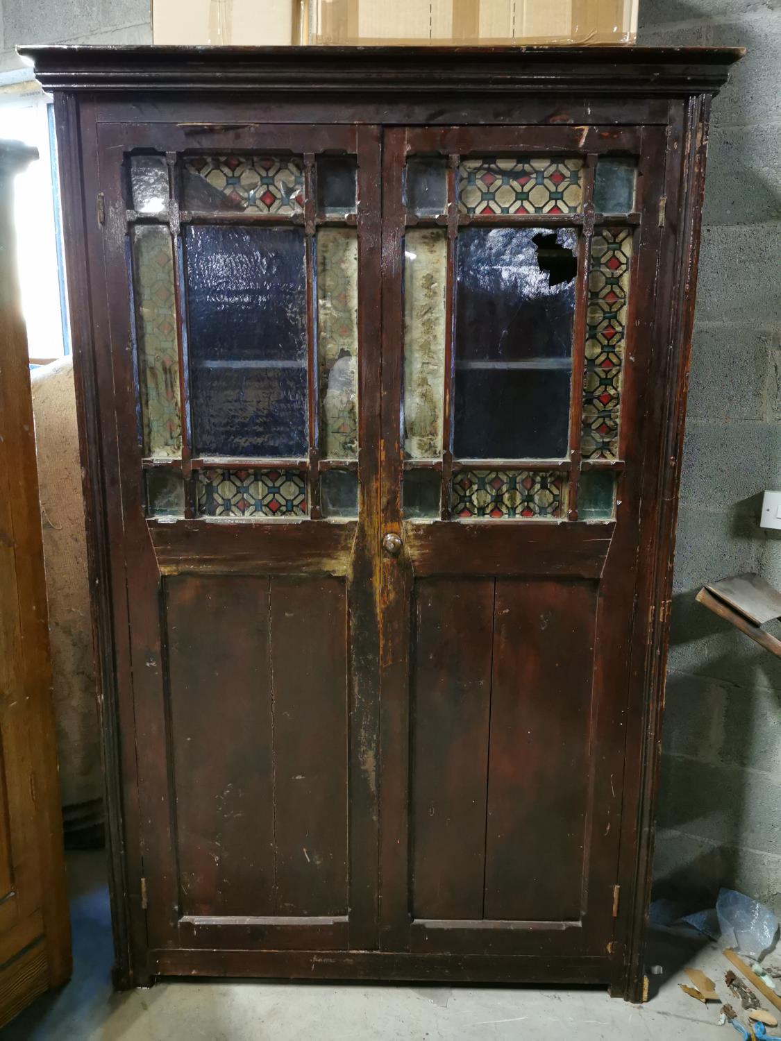 19th C. Irish painted pine cabinet.