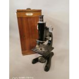 Early 20th C. cased microscope.