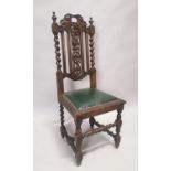 19th C. carved oak side chair.