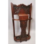 Edwardian carved mahogany umbrella stand.