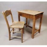 1950's pine child's desk and chair.