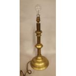 19th C. brass table lamp.