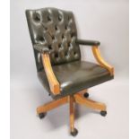 Good quality wooden and leather office chair.