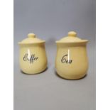 Pair of ceramic lidded jars.